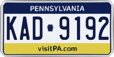PA license plate KAD9192