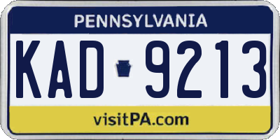 PA license plate KAD9213