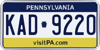 PA license plate KAD9220