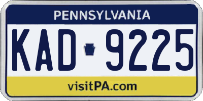 PA license plate KAD9225
