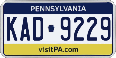 PA license plate KAD9229