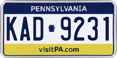 PA license plate KAD9231