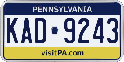 PA license plate KAD9243