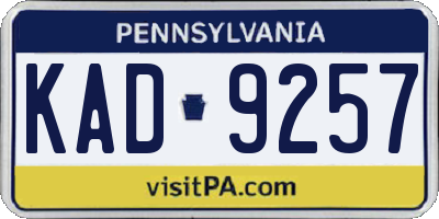 PA license plate KAD9257