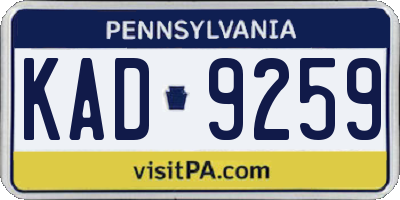 PA license plate KAD9259