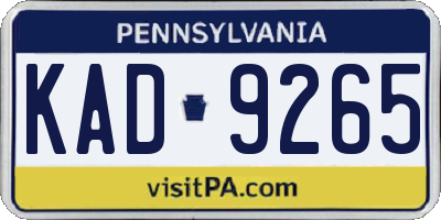 PA license plate KAD9265