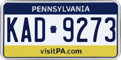 PA license plate KAD9273