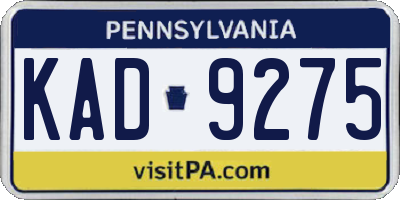 PA license plate KAD9275