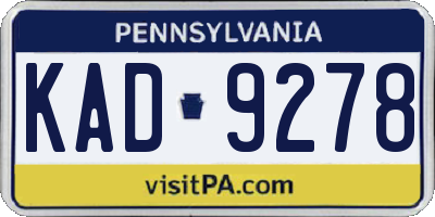 PA license plate KAD9278