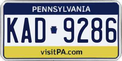 PA license plate KAD9286