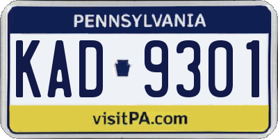 PA license plate KAD9301