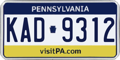 PA license plate KAD9312