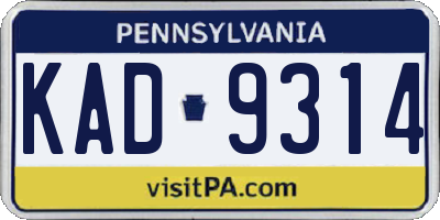 PA license plate KAD9314