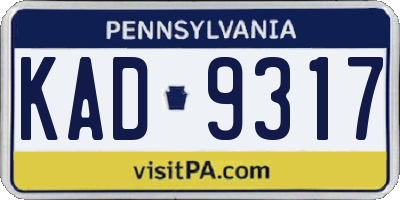 PA license plate KAD9317