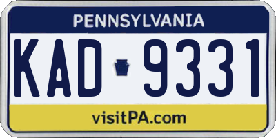 PA license plate KAD9331