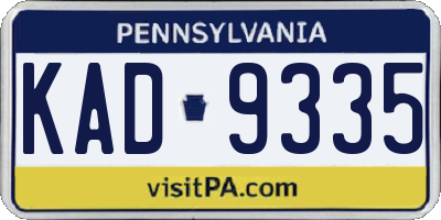PA license plate KAD9335