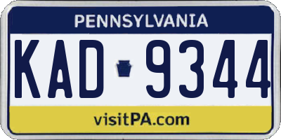PA license plate KAD9344