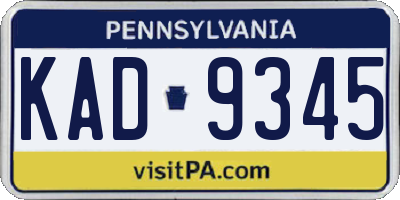 PA license plate KAD9345
