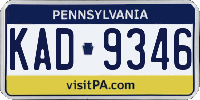PA license plate KAD9346