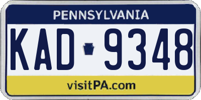 PA license plate KAD9348