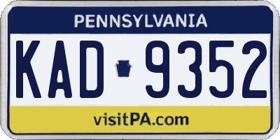 PA license plate KAD9352