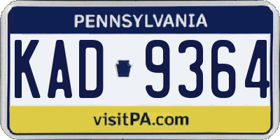PA license plate KAD9364