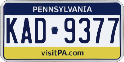PA license plate KAD9377