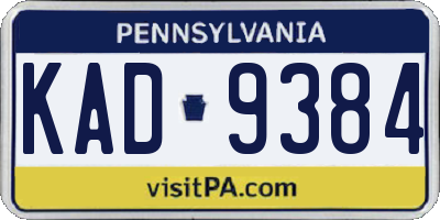 PA license plate KAD9384
