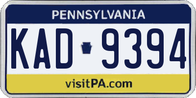 PA license plate KAD9394