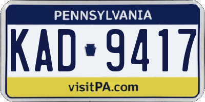 PA license plate KAD9417