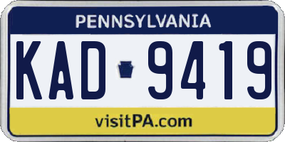 PA license plate KAD9419