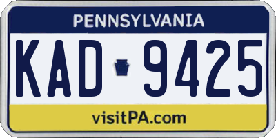 PA license plate KAD9425