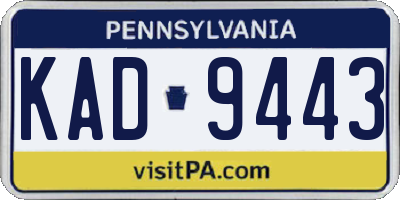 PA license plate KAD9443