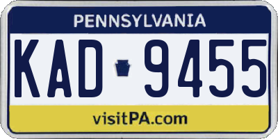 PA license plate KAD9455