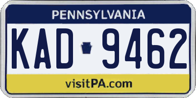 PA license plate KAD9462