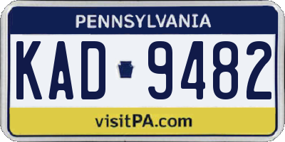 PA license plate KAD9482