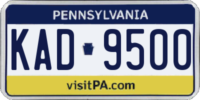 PA license plate KAD9500