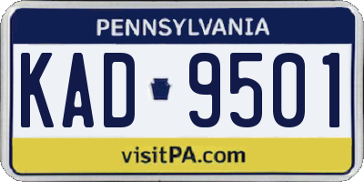 PA license plate KAD9501