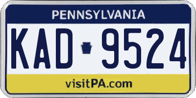 PA license plate KAD9524