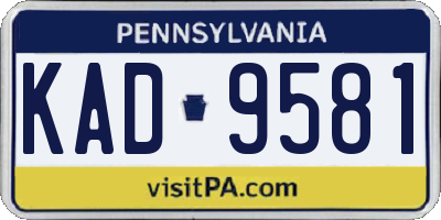 PA license plate KAD9581