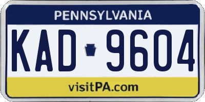 PA license plate KAD9604
