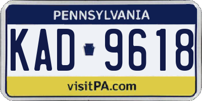PA license plate KAD9618
