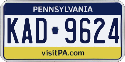 PA license plate KAD9624