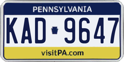 PA license plate KAD9647