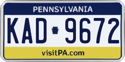 PA license plate KAD9672
