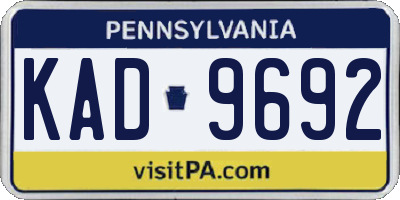 PA license plate KAD9692