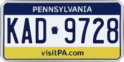 PA license plate KAD9728