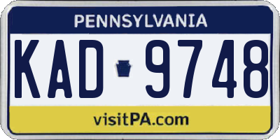 PA license plate KAD9748