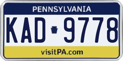 PA license plate KAD9778