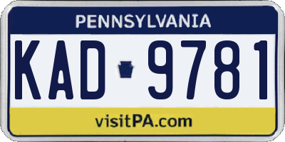 PA license plate KAD9781